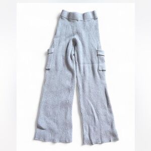 Wide Legged Cargo Girls Ribbed Knit Pants